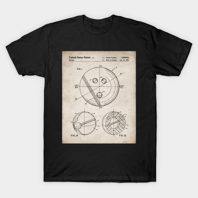 Bowling Ball Patent - Bowler 10 Pin Bowling Art - Antique T-Shirt by patentpress